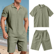 Loose Fit Linen Shirts & Shorts Set